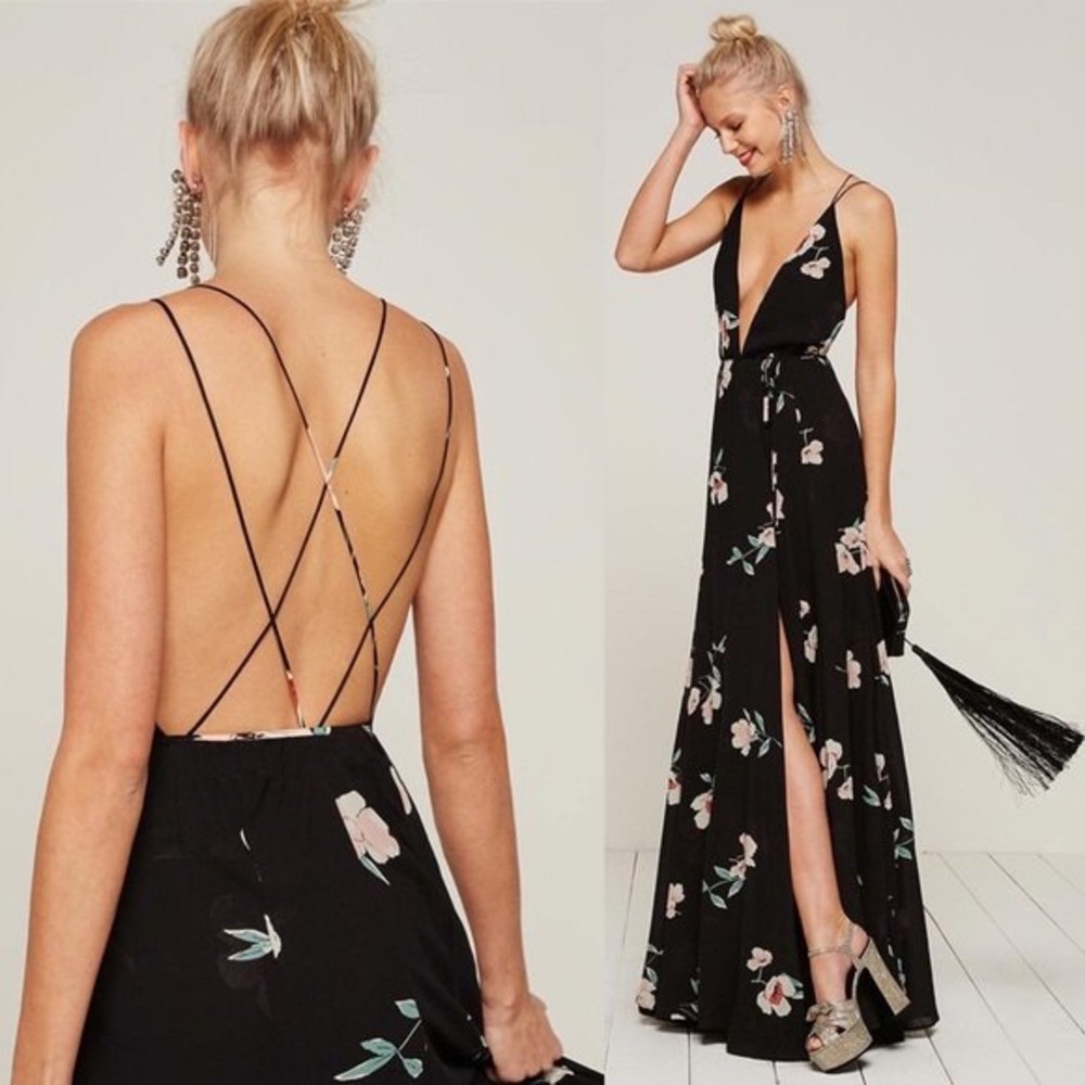 Reformation Tallulah Dress Ornament Wrap Maxi Dress Gown Floral Formal